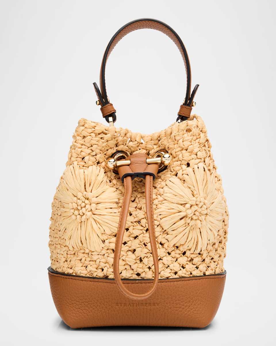 Osette Floral Raffia Bucket Bag